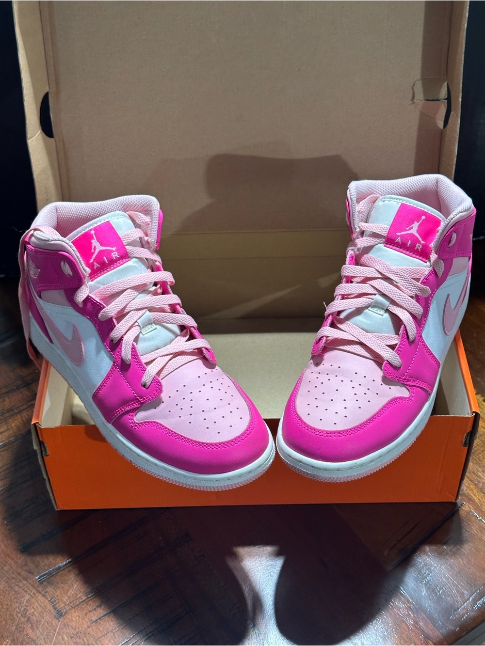 Nike Women's High-Top Sneakers in Hot Pink and Light Pink - Picture 6 of 8